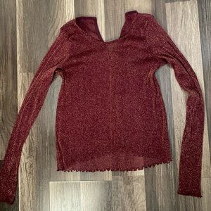 Maroon Red Hollister Sparkly Night Blouse